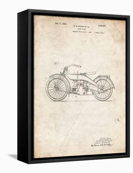 PP194- Vintage Parchment Harley Davidson Motorcycle 1919 Patent Poster-Cole Borders-Framed Premier Image Canvas