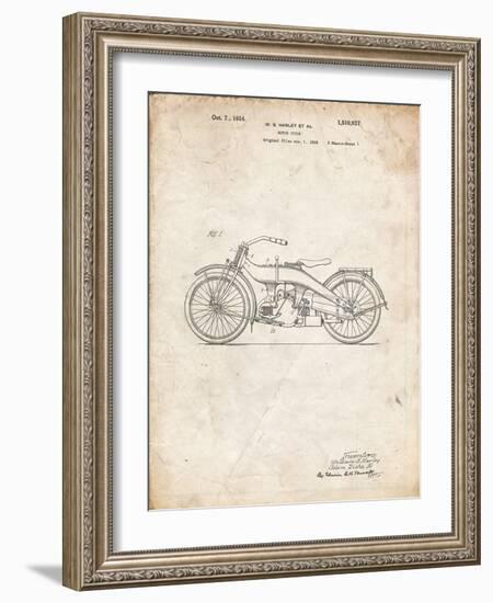 PP194- Vintage Parchment Harley Davidson Motorcycle 1919 Patent Poster-Cole Borders-Framed Giclee Print