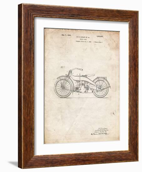 PP194- Vintage Parchment Harley Davidson Motorcycle 1919 Patent Poster-Cole Borders-Framed Giclee Print