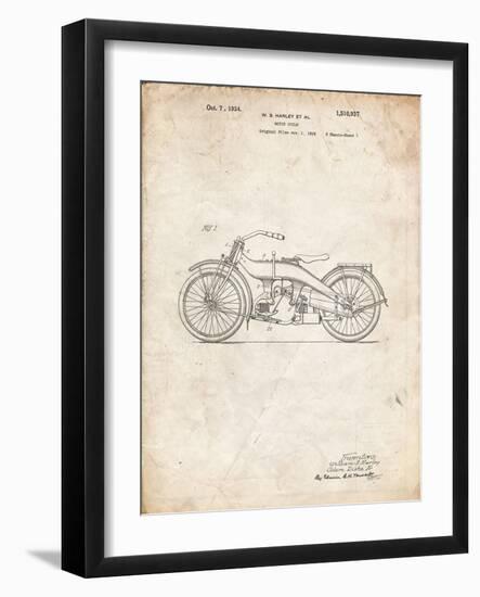 PP194- Vintage Parchment Harley Davidson Motorcycle 1919 Patent Poster-Cole Borders-Framed Giclee Print