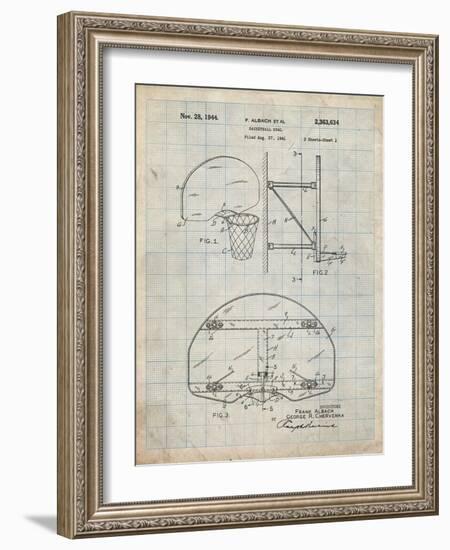 PP196-Antique Grid Parchment Albach Basketball Goal Patent Poster-Cole Borders-Framed Giclee Print