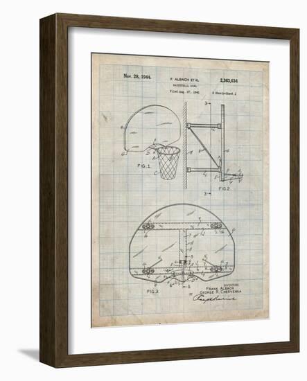 PP196-Antique Grid Parchment Albach Basketball Goal Patent Poster-Cole Borders-Framed Giclee Print