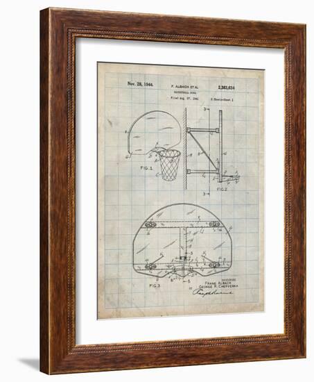 PP196-Antique Grid Parchment Albach Basketball Goal Patent Poster-Cole Borders-Framed Giclee Print