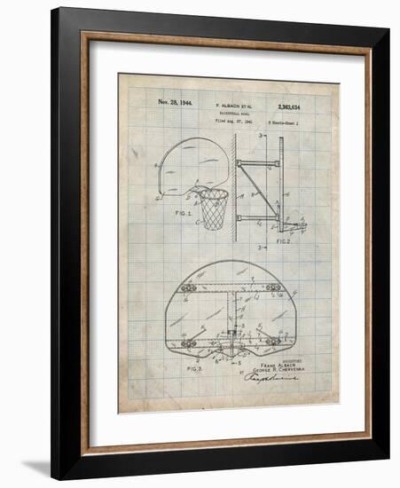 PP196-Antique Grid Parchment Albach Basketball Goal Patent Poster-Cole Borders-Framed Giclee Print