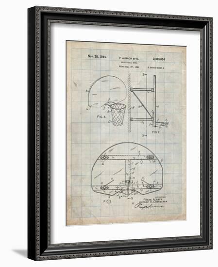 PP196-Antique Grid Parchment Albach Basketball Goal Patent Poster-Cole Borders-Framed Giclee Print