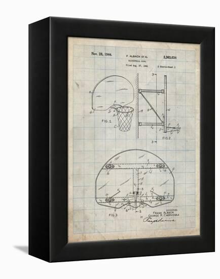 PP196-Antique Grid Parchment Albach Basketball Goal Patent Poster-Cole Borders-Framed Premier Image Canvas