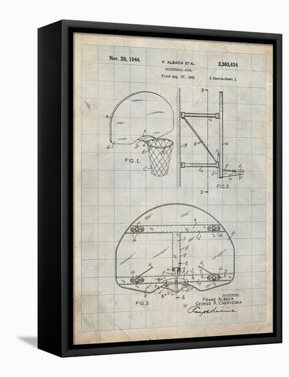 PP196-Antique Grid Parchment Albach Basketball Goal Patent Poster-Cole Borders-Framed Premier Image Canvas