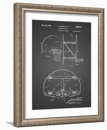 PP196-Black Grid Albach Basketball Goal Patent Poster-Cole Borders-Framed Giclee Print