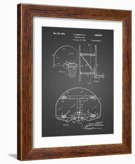 PP196-Black Grid Albach Basketball Goal Patent Poster-Cole Borders-Framed Giclee Print