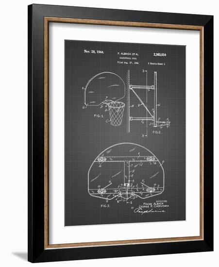 PP196-Black Grid Albach Basketball Goal Patent Poster-Cole Borders-Framed Giclee Print