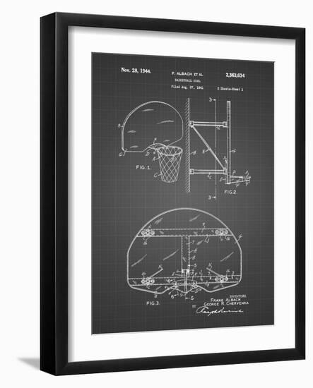 PP196-Black Grid Albach Basketball Goal Patent Poster-Cole Borders-Framed Giclee Print