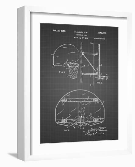 PP196-Black Grid Albach Basketball Goal Patent Poster-Cole Borders-Framed Giclee Print