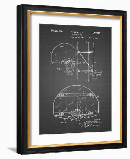 PP196-Black Grid Albach Basketball Goal Patent Poster-Cole Borders-Framed Giclee Print