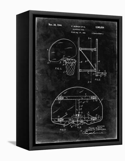 PP196- Black Grunge Albach Basketball Goal Patent Poster-Cole Borders-Framed Premier Image Canvas