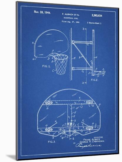 PP196- Blueprint Albach Basketball Goal Patent Poster-Cole Borders-Mounted Giclee Print