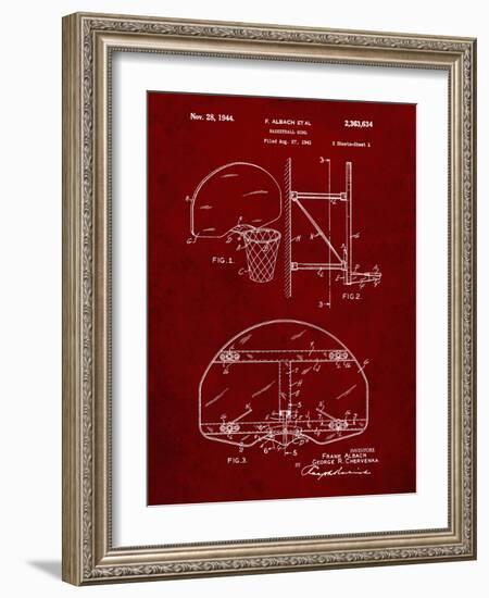 PP196- Burgundy Albach Basketball Goal Patent Poster-Cole Borders-Framed Giclee Print