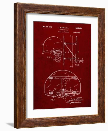 PP196- Burgundy Albach Basketball Goal Patent Poster-Cole Borders-Framed Giclee Print