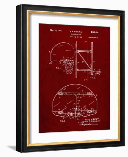 PP196- Burgundy Albach Basketball Goal Patent Poster-Cole Borders-Framed Giclee Print