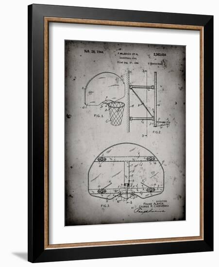 PP196- Faded Grey Albach Basketball Goal Patent Poster-Cole Borders-Framed Giclee Print