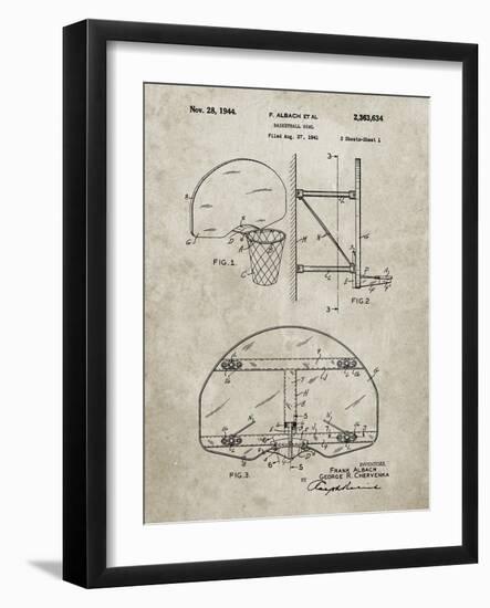 PP196- Sandstone Albach Basketball Goal Patent Poster-Cole Borders-Framed Giclee Print