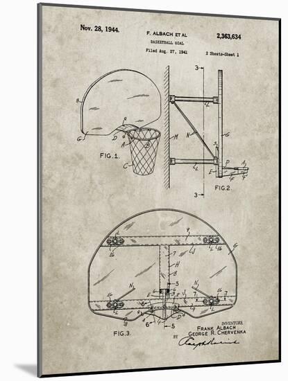 PP196- Sandstone Albach Basketball Goal Patent Poster-Cole Borders-Mounted Giclee Print