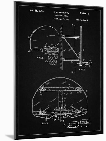 PP196- Vintage Black Albach Basketball Goal Patent Poster-Cole Borders-Mounted Giclee Print