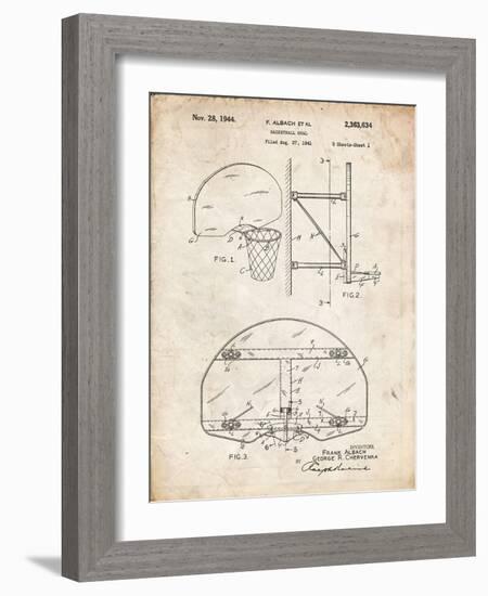 PP196- Vintage Parchment Albach Basketball Goal Patent Poster-Cole Borders-Framed Giclee Print