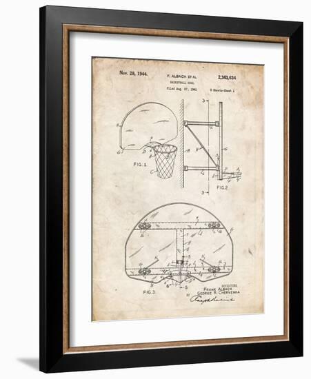 PP196- Vintage Parchment Albach Basketball Goal Patent Poster-Cole Borders-Framed Giclee Print