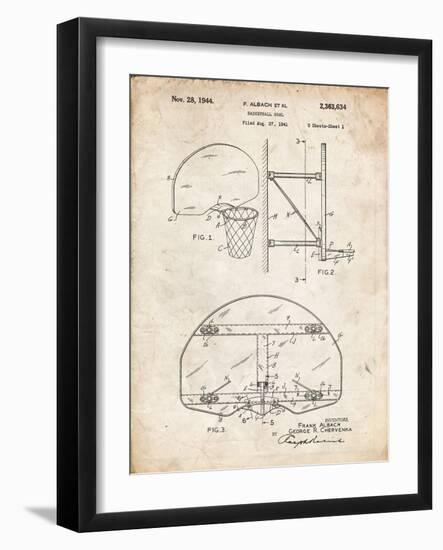 PP196- Vintage Parchment Albach Basketball Goal Patent Poster-Cole Borders-Framed Giclee Print