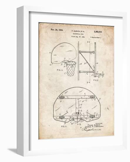 PP196- Vintage Parchment Albach Basketball Goal Patent Poster-Cole Borders-Framed Giclee Print