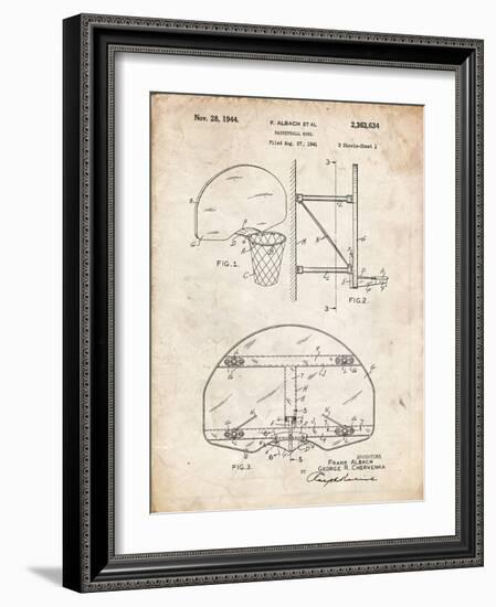 PP196- Vintage Parchment Albach Basketball Goal Patent Poster-Cole Borders-Framed Giclee Print