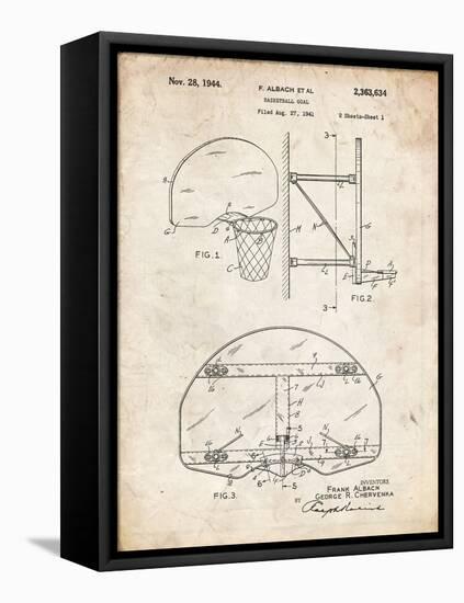 PP196- Vintage Parchment Albach Basketball Goal Patent Poster-Cole Borders-Framed Premier Image Canvas