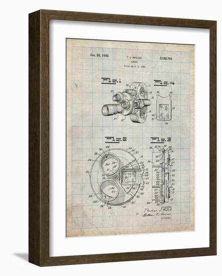 PP198- Antique Grid Parchment Bell and Howell Color Filter Camera Patent Poster-Cole Borders-Framed Giclee Print