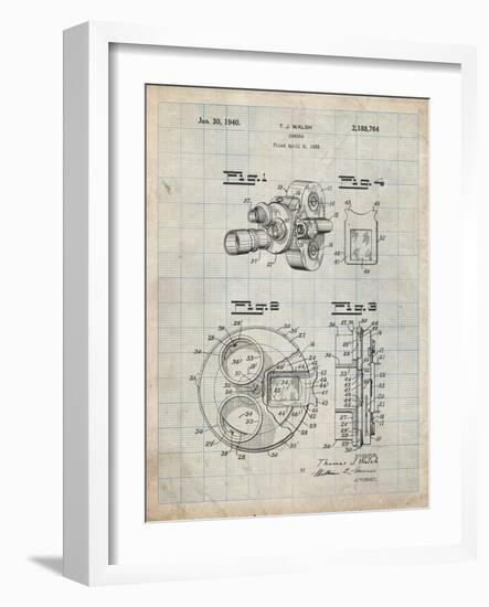 PP198- Antique Grid Parchment Bell and Howell Color Filter Camera Patent Poster-Cole Borders-Framed Giclee Print