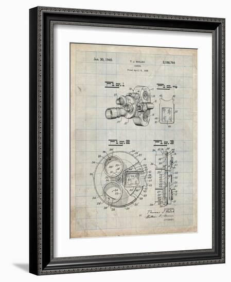 PP198- Antique Grid Parchment Bell and Howell Color Filter Camera Patent Poster-Cole Borders-Framed Giclee Print