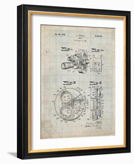 PP198- Antique Grid Parchment Bell and Howell Color Filter Camera Patent Poster-Cole Borders-Framed Giclee Print