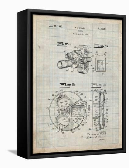 PP198- Antique Grid Parchment Bell and Howell Color Filter Camera Patent Poster-Cole Borders-Framed Premier Image Canvas