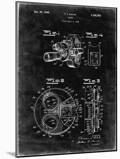 PP198- Black Grunge Bell and Howell Color Filter Camera Patent Poster-Cole Borders-Mounted Giclee Print