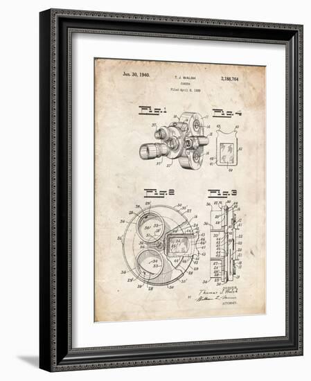 PP198- Vintage Parchment Bell and Howell Color Filter Camera Patent Poster-Cole Borders-Framed Giclee Print