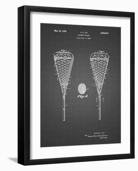 PP199- Black Grid Lacrosse Stick 1948 Patent Poster-Cole Borders-Framed Giclee Print