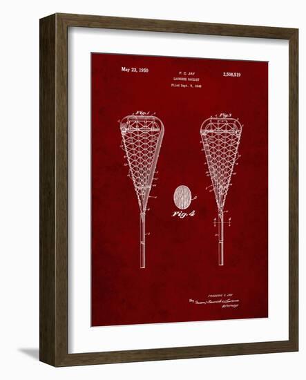 PP199- Burgundy Lacrosse Stick 1948 Patent Poster-Cole Borders-Framed Giclee Print