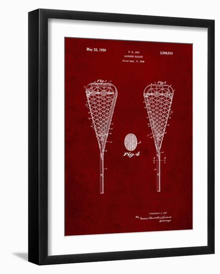 PP199- Burgundy Lacrosse Stick 1948 Patent Poster-Cole Borders-Framed Giclee Print