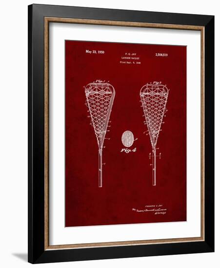 PP199- Burgundy Lacrosse Stick 1948 Patent Poster-Cole Borders-Framed Giclee Print