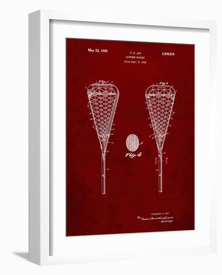 PP199- Burgundy Lacrosse Stick 1948 Patent Poster-Cole Borders-Framed Giclee Print