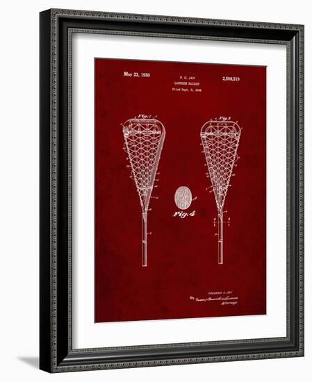 PP199- Burgundy Lacrosse Stick 1948 Patent Poster-Cole Borders-Framed Giclee Print