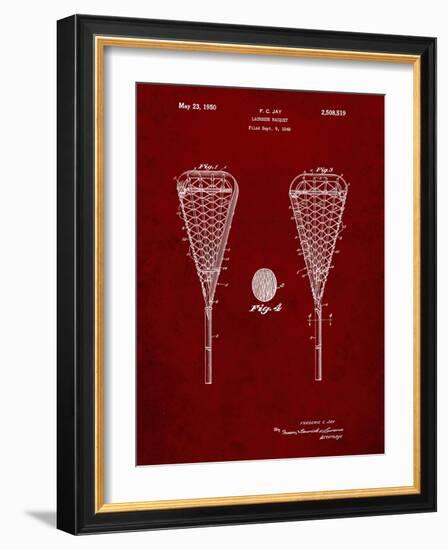 PP199- Burgundy Lacrosse Stick 1948 Patent Poster-Cole Borders-Framed Giclee Print