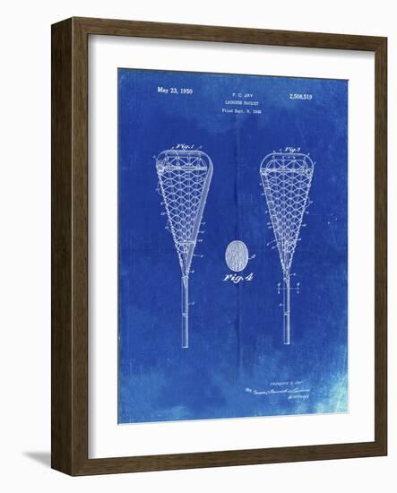 PP199- Faded Blueprint Lacrosse Stick 1948 Patent Poster-Cole Borders-Framed Giclee Print