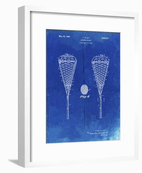 PP199- Faded Blueprint Lacrosse Stick 1948 Patent Poster-Cole Borders-Framed Giclee Print