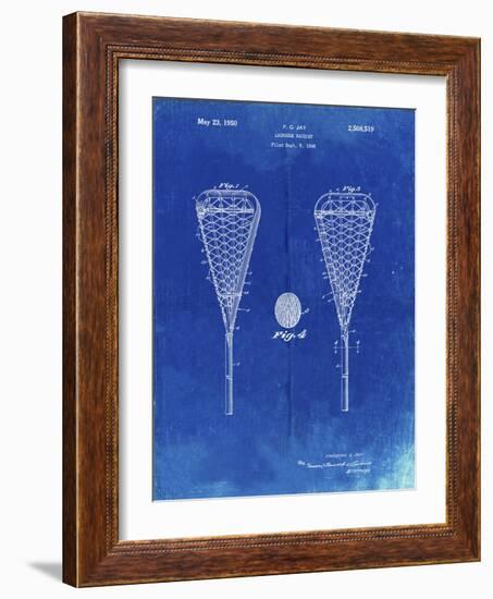 PP199- Faded Blueprint Lacrosse Stick 1948 Patent Poster-Cole Borders-Framed Giclee Print