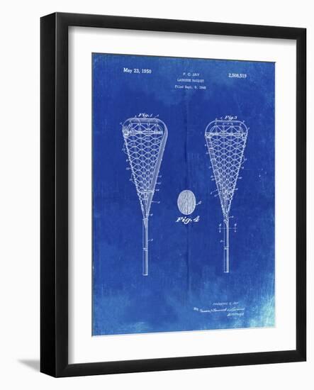 PP199- Faded Blueprint Lacrosse Stick 1948 Patent Poster-Cole Borders-Framed Giclee Print